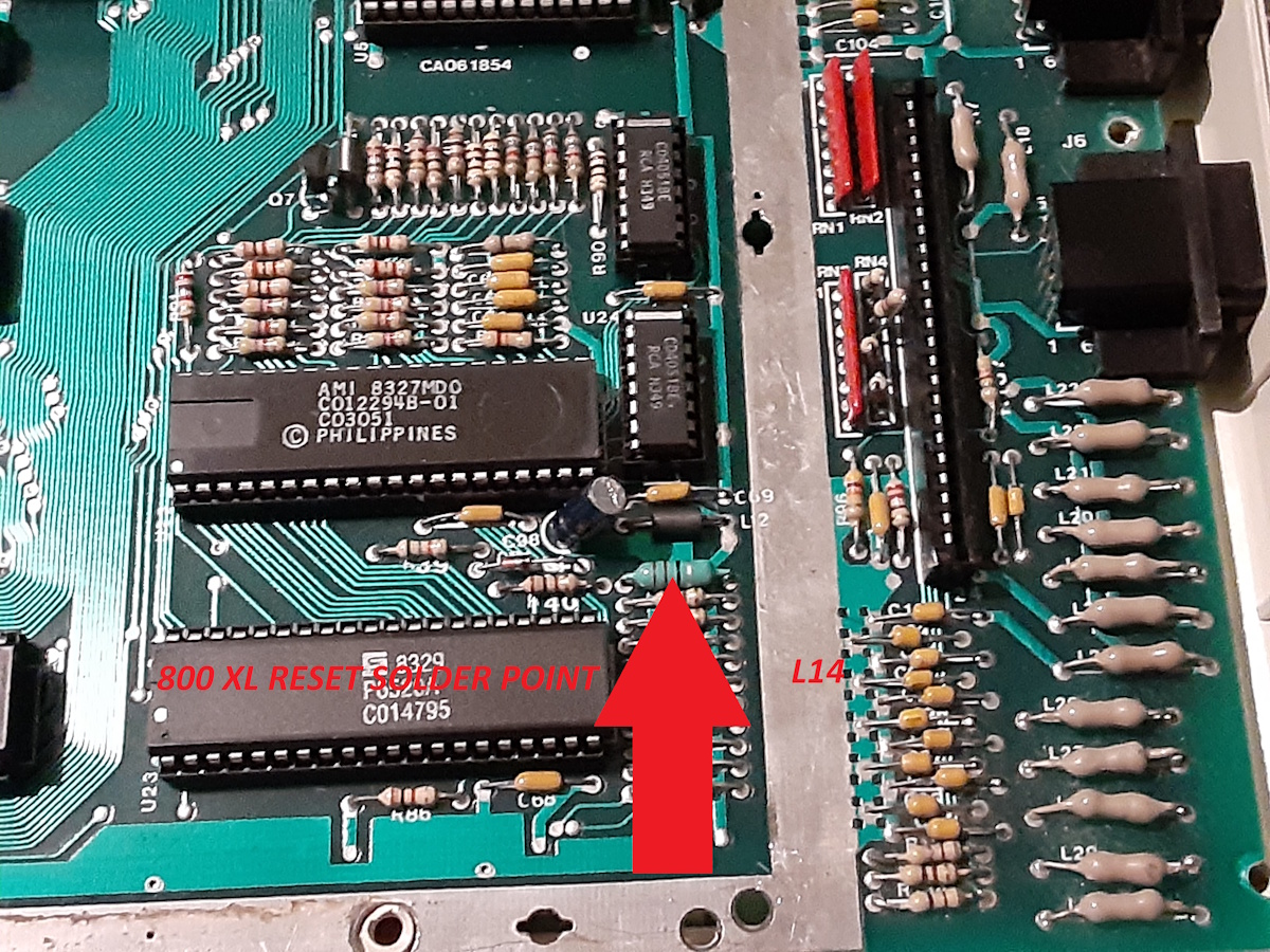 L14 choke location on Atari 800XL motherboard